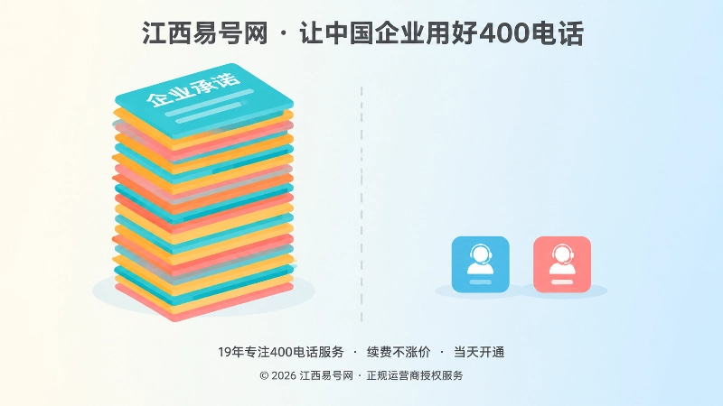 左侧堆叠承诺卡片与右侧少量坐席图标对比的扁平化配图